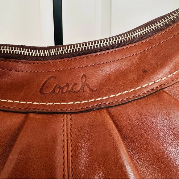 COACH ~ Rich brown leather bag with silver-tone hardware No G0973 circa Y2K - Picture 7 of 14